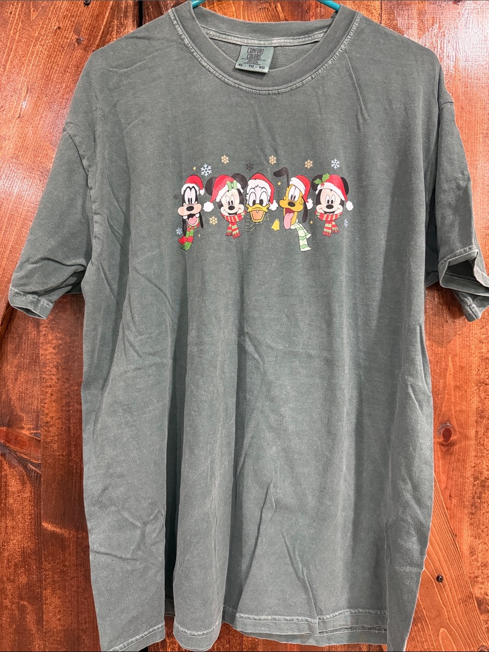 Disney Olive Green Holiday Character Tee